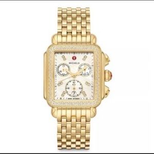 Deco 18k Yellow Gold Tone Diamond 33mm Watch, Mother of Pearl Dial